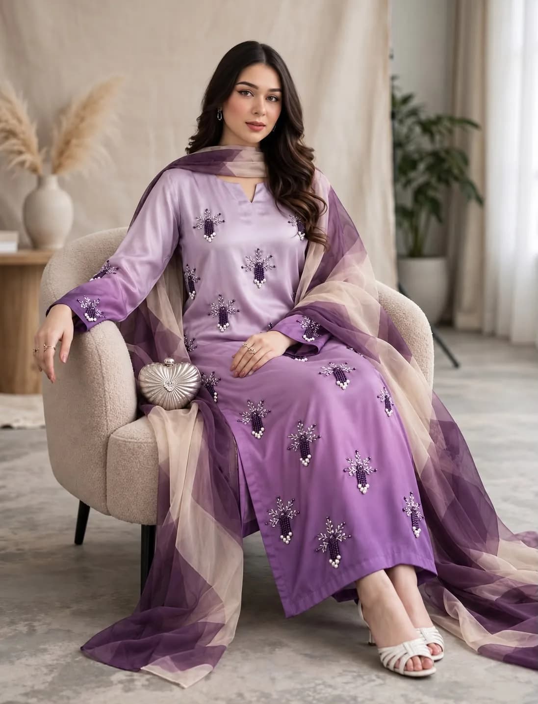 3 PC SILK HAND WORK